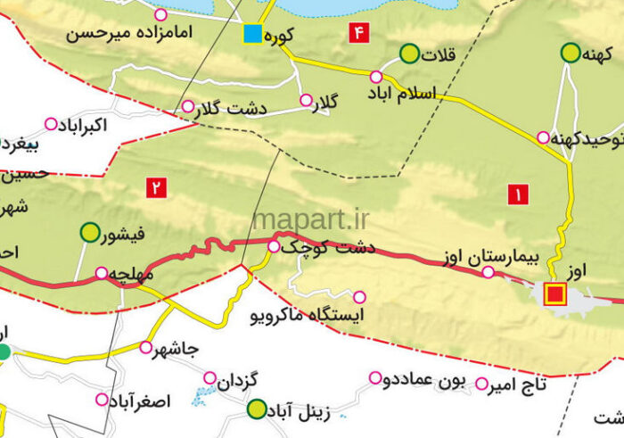 نقشه تقسیمات شهرستان اوز - تصویر 2
