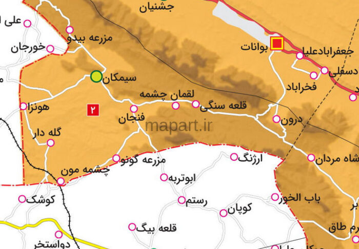 نقشه تقسیمات شهرستان بوانات - تصویر 2