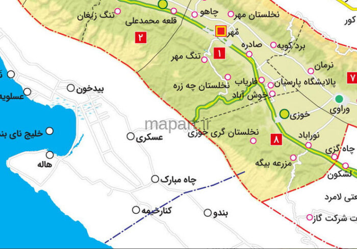 نقشه تقسیمات شهرستان مهر - تصویر 2