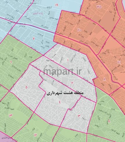 نقشه محله بندی شهر شیراز