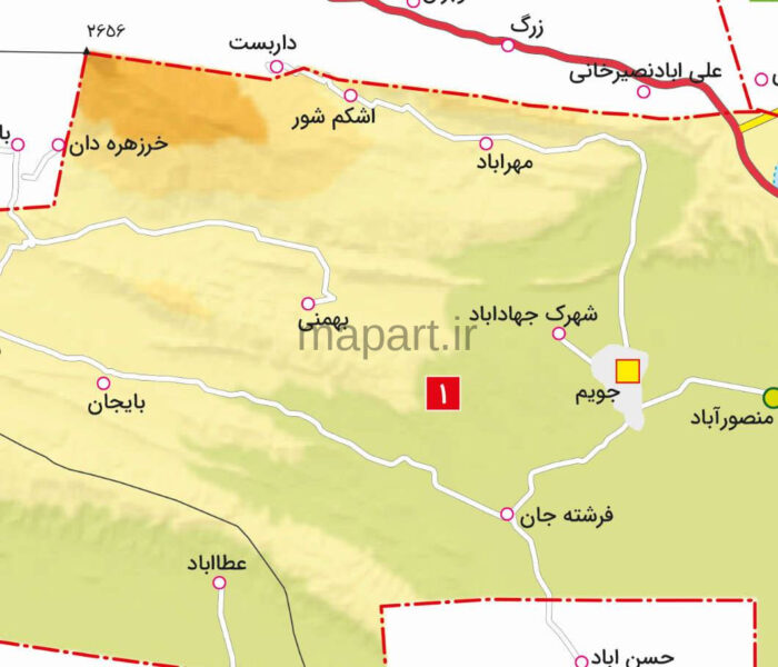 جدیدترین نقشه تقسیمات شهرستان جویم