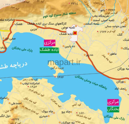 جدیدترین نقشه شهرستان بختگان با جزییات