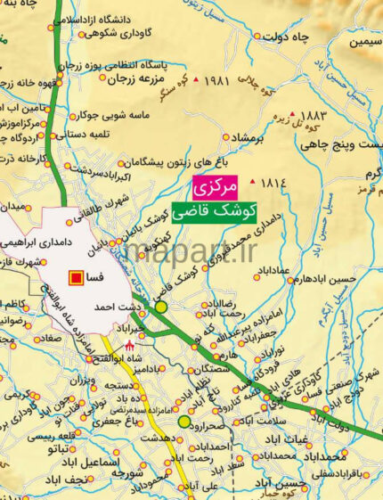 جدیدترین نقشه شهرستان فسا با جزییات