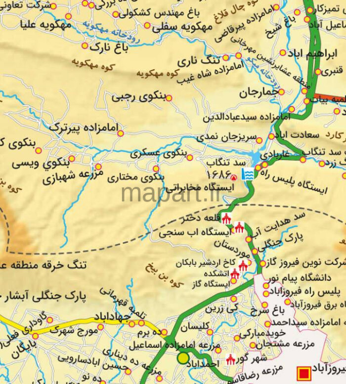 جدیدترین نقشه شهرستان فیروزآباد با جزییات