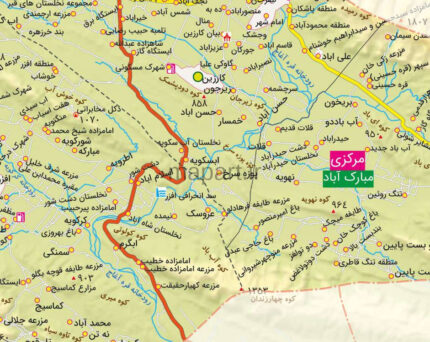جدیدترین نقشه شهرستان قیر و کارزین