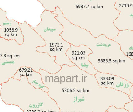 مساحت شهرستانهای فارس