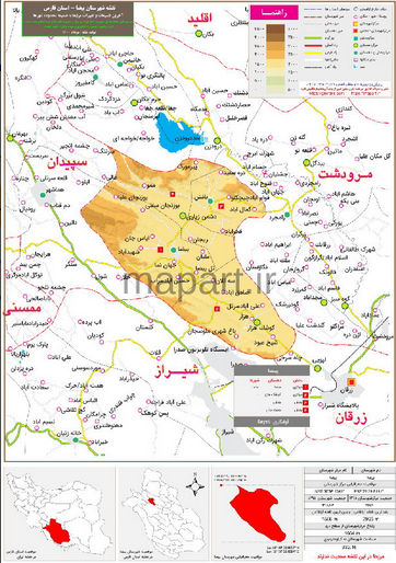 نقشه تقسیمات شهرستان بیضا
