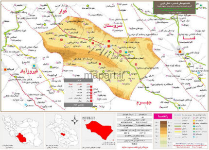 نقشه تقسیمات شهرستان خفر