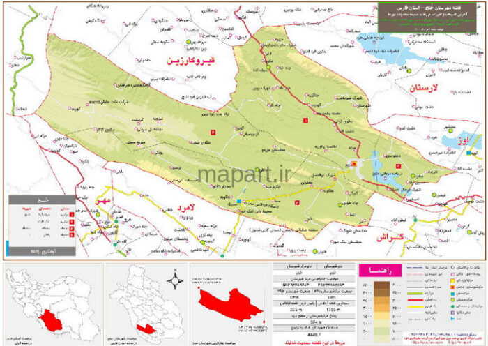 نقشه تقسیمات شهرستان خنج