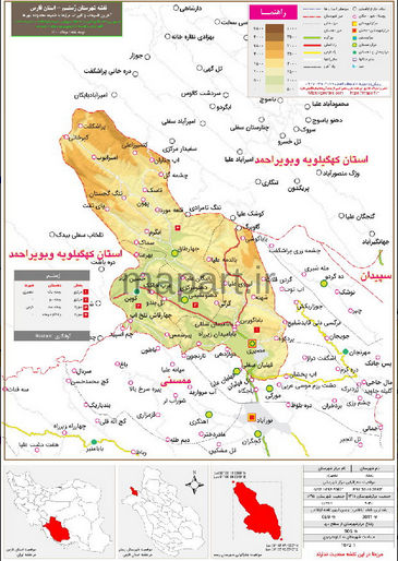 نقشه تقسیمات شهرستان رستم