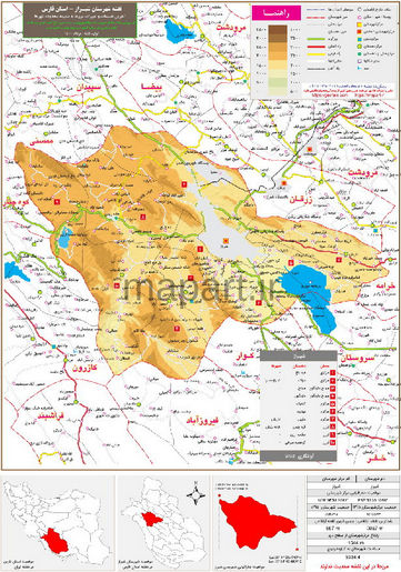 نقشه تقسیمات شهرستان شیراز
