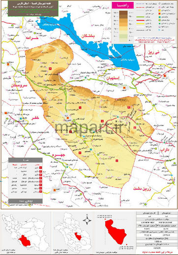 نقشه تقسیمات شهرستان فسا