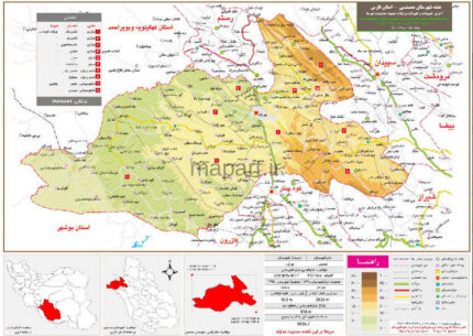 نقشه تقسیمات شهرستان ممسنی