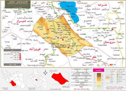 نقشه تقسیمات شهرستان کوار