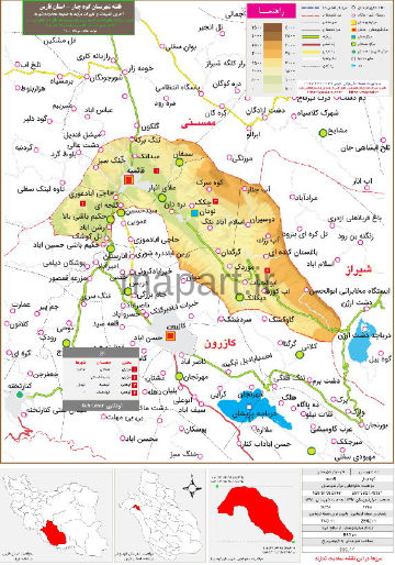 نقشه تقسیمات شهرستان کوه چنار