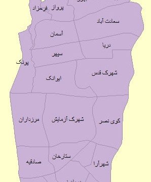 شیپ فایل محلات شهرداری منطقه ۲ تهران
