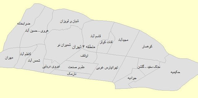 شیپ فایل محلات شهرداری منطقه ۴ تهران