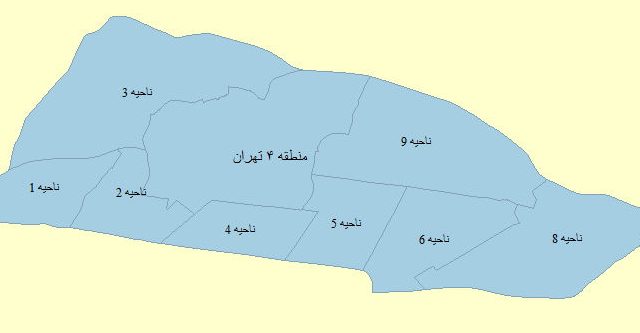 شیپ فایل نواحی شهرداری منطقه ۴ تهران