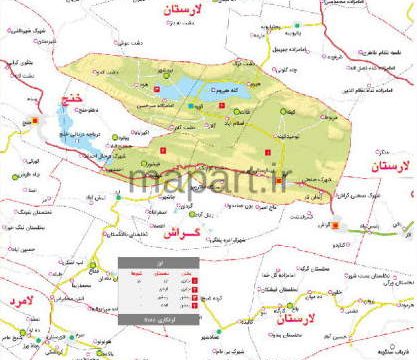 نقشه تقسیمات شهرستان اوز