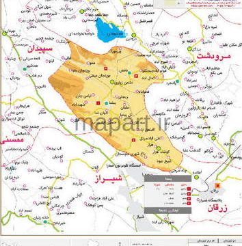 نقشه تقسیمات شهرستان بیضا