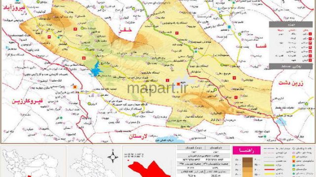 نقشه تقسیمات شهرستان جهرم