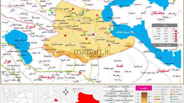 نقشه تقسیمات شهرستان خرامه