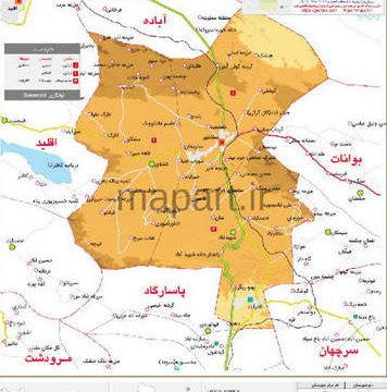 نقشه تقسیمات شهرستان خرم بید