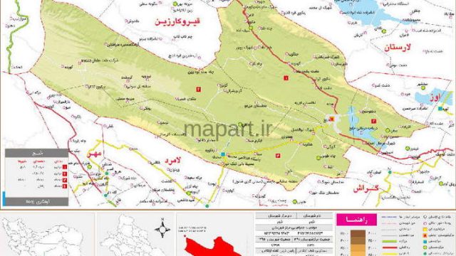 نقشه تقسیمات شهرستان خنج
