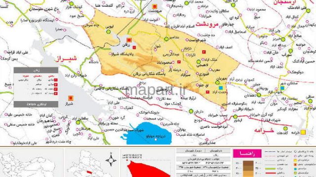 نقشه تقسیمات شهرستان زرقان