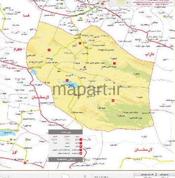 نقشه تقسیمات شهرستان زرین دشت