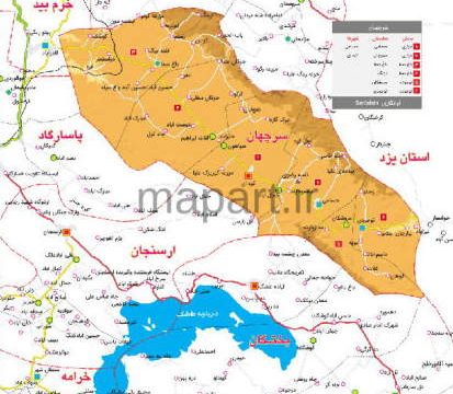 نقشه تقسیمات شهرستان سرچهان
