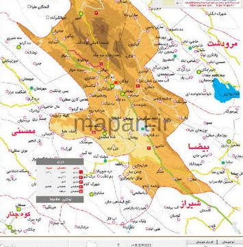 نقشه تقسیمات شهرستان سپیدان
