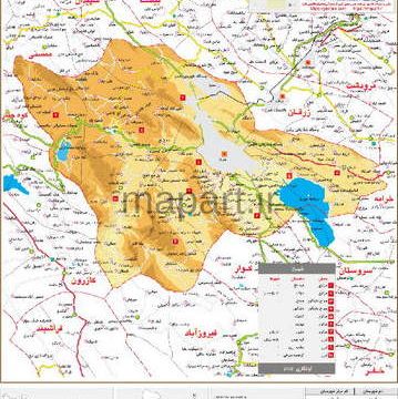 نقشه تقسیمات شهرستان شیراز