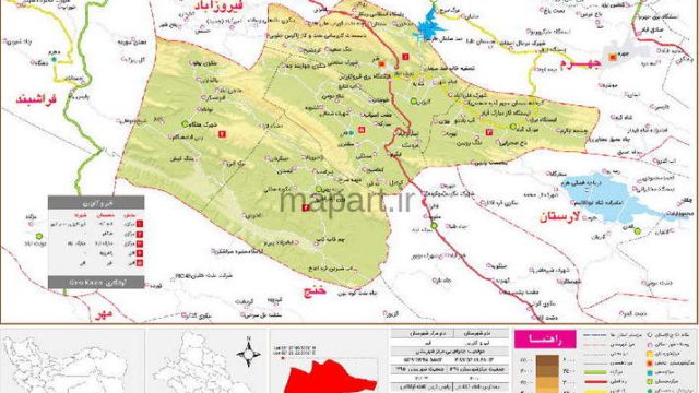 نقشه تقسیمات شهرستان قیر و کارزین