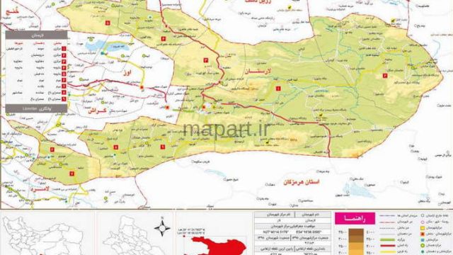 نقشه تقسیمات شهرستان لارستان