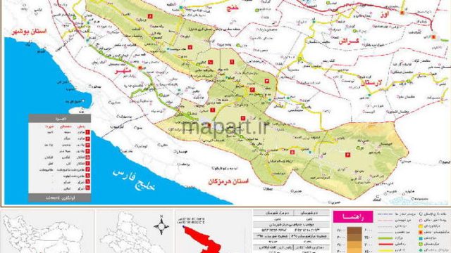 نقشه تقسیمات شهرستان لامرد