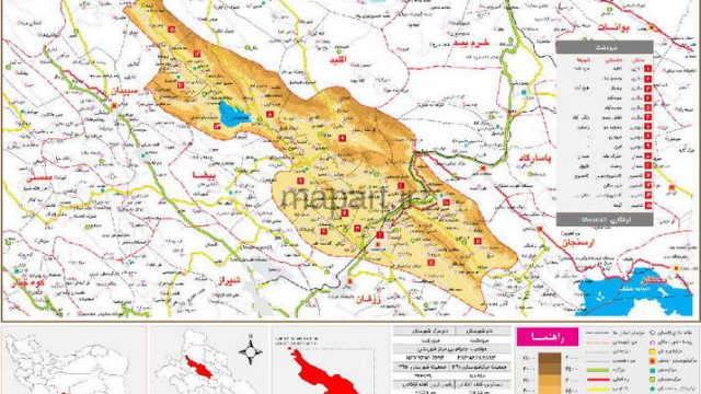 نقشه تقسیمات شهرستان مرودشت