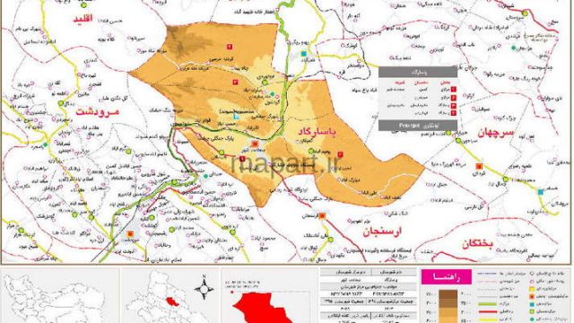 نقشه تقسیمات شهرستان پاسارگاد