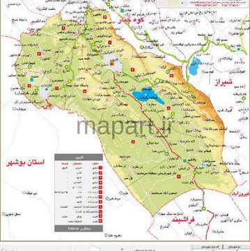 نقشه تقسیمات شهرستان کازرون