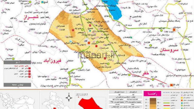 نقشه تقسیمات شهرستان کوار