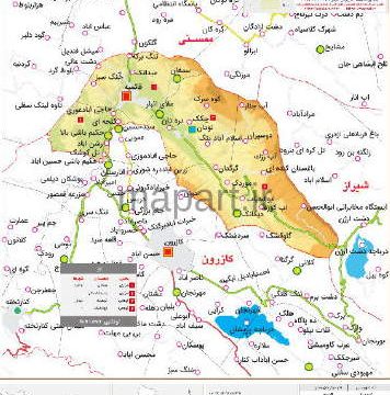 نقشه تقسیمات شهرستان کوه چنار