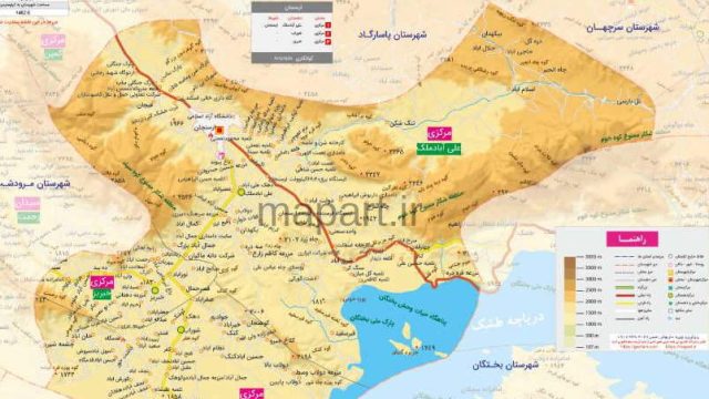 نقشه شهرستان ارسنجان