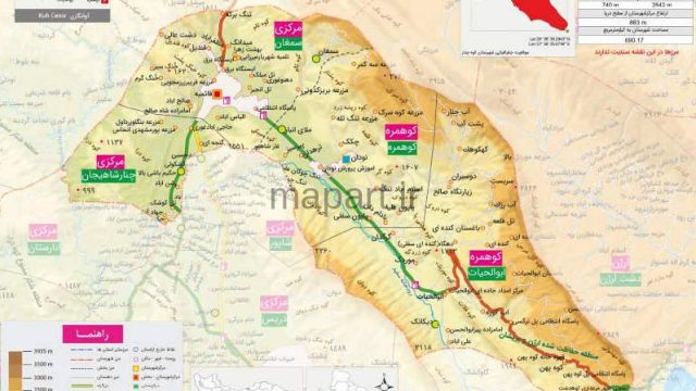 نقشه شهرستان کوه چنار